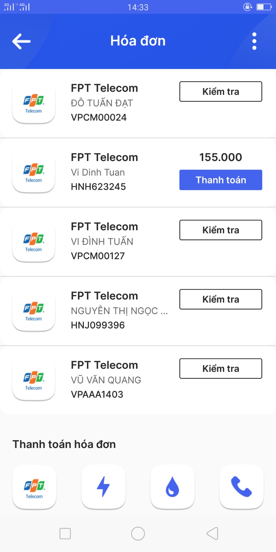 Tra cứu hóa đơn FPT trên Hi FPT