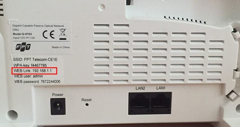 địa Chỉ Ip Mặc định Wifi Fpt