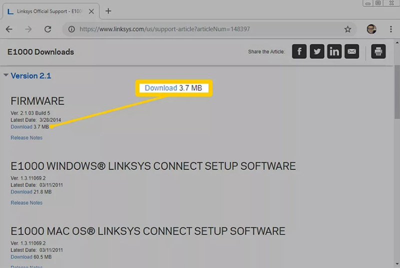 Truy cập website nhà sản xuất và tải về bản Firmware mới nhất